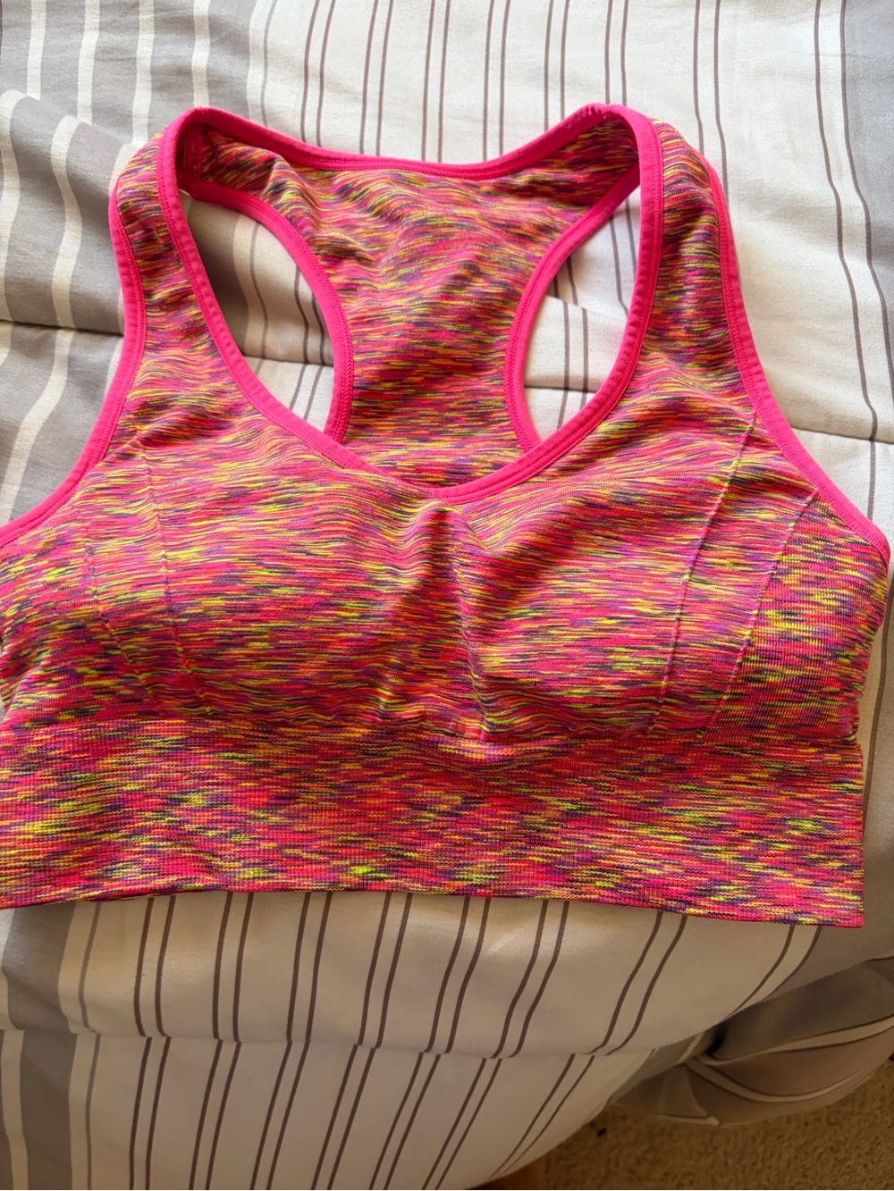 Macy's Pink Multicolor Racerback Seamless Sports Bra